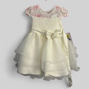 RARE Editions New cream layered chiffon flower girl event dress size 12 months